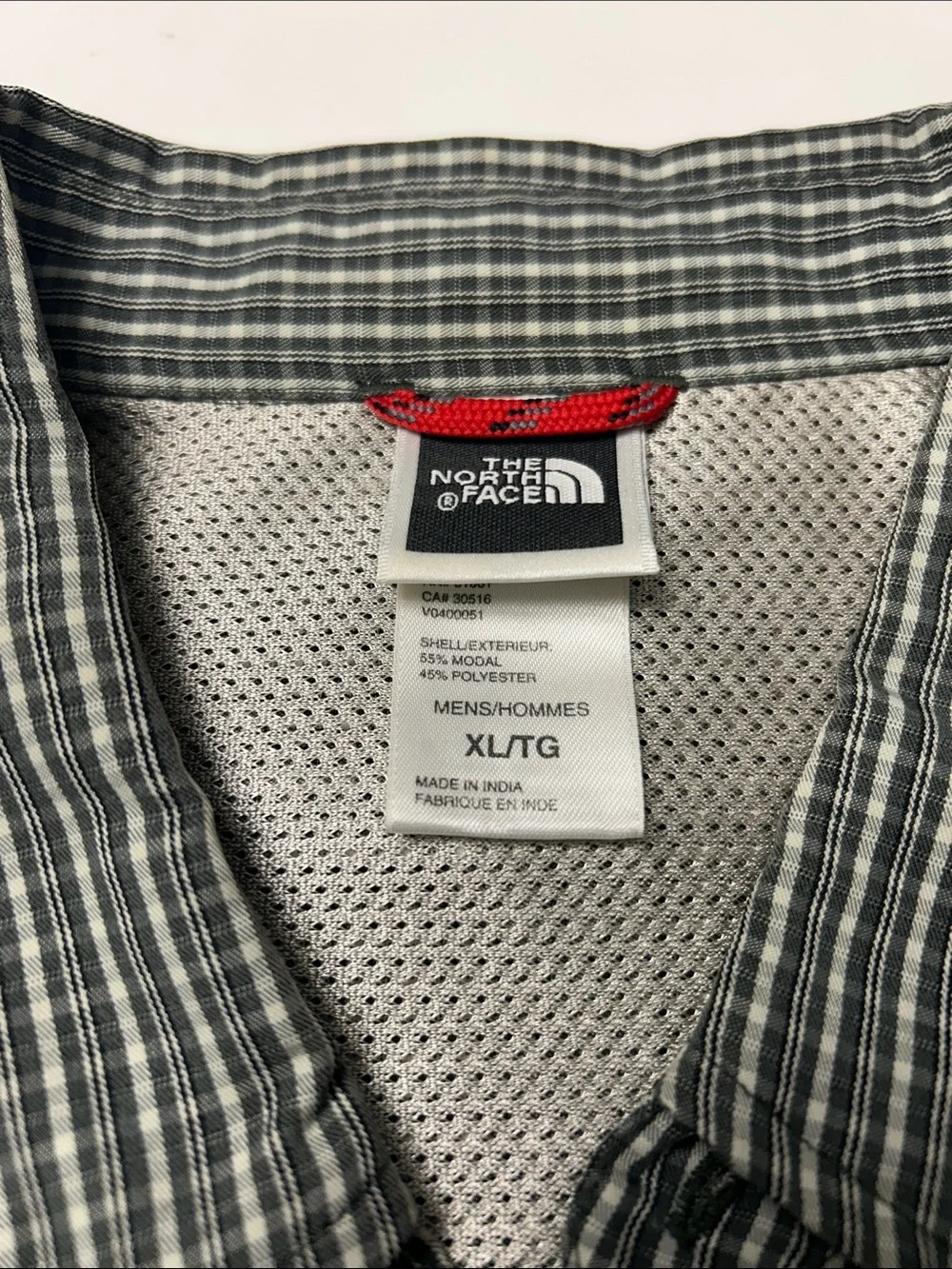 The North Face Men’s XL Green and White Plaid Button-Up Shirt
